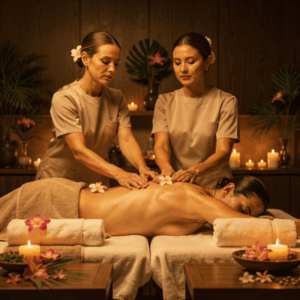 4-Hand Massage mit Öl